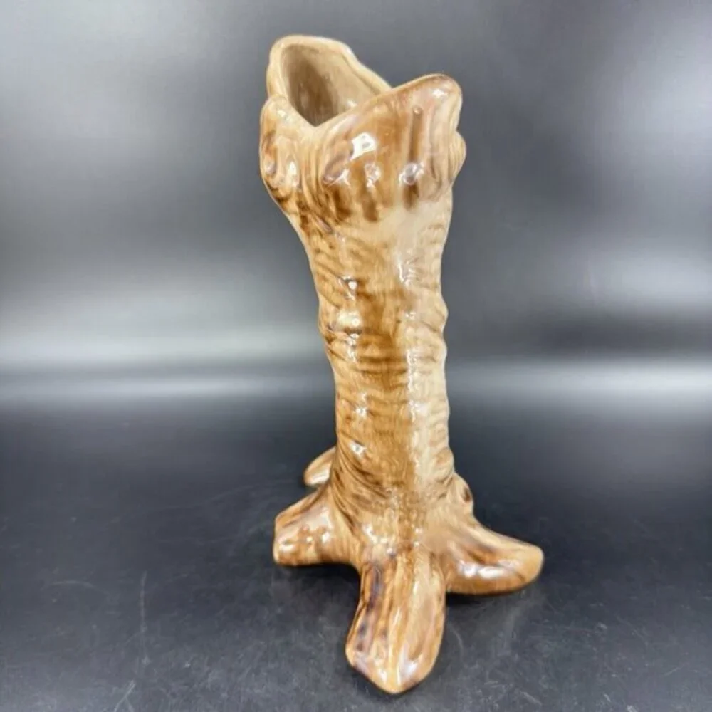Vintage Keystone Ceramic‎ Tree Trunk Vase Made in USA Ceramic Vessel Marked Vtg